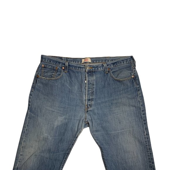 Levi's 501 Straight Leg Button Fly Mens Jeans Tag W42 L32 Blue Straight -W42xL - Picture 4 of 12